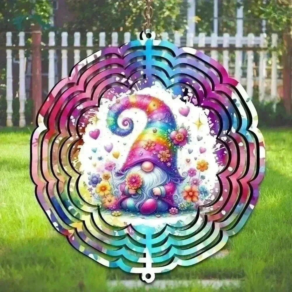 8 inch rainbow gnome indoor /outside wind spinner